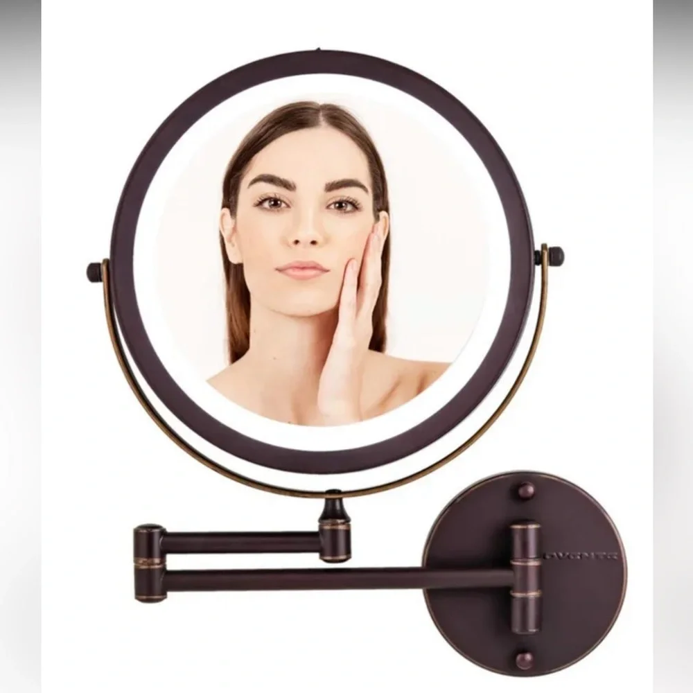 Round magnifying wall mirror